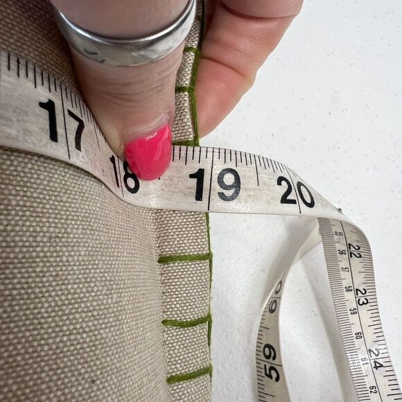 Holly Jolly Christmas Cotton Throw Toss Pillow Embroidered Khaki Green Crimson - Picture 9 of 9